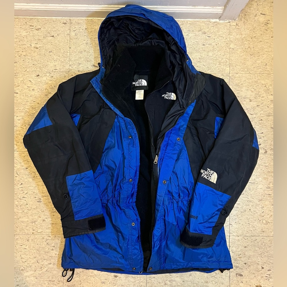 Vintage 90s The North Face Goretex Mountain Guide Parka Jacket L/G + Blk Fleece